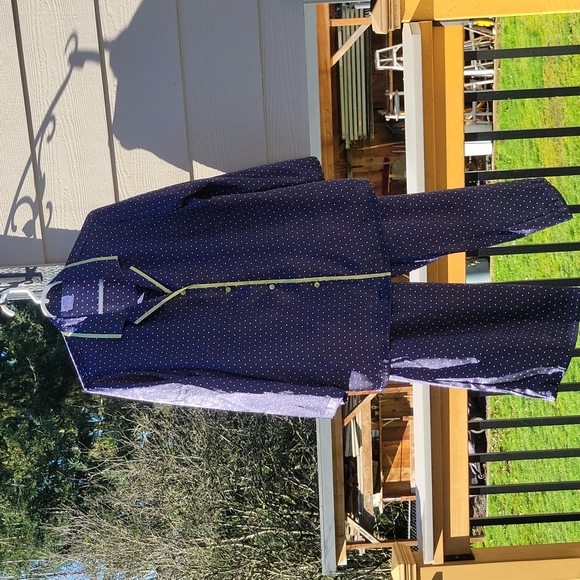 Gilligan & O'Malley Navy Blue & Olive Green Polka-dot Sleepwear Pajama Set Sz L - Picture 6 of 11